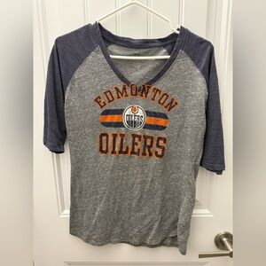 NHL Gray and Blue Oilers Raglan Tee
